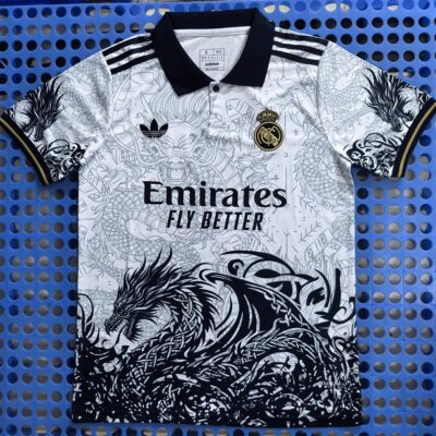 2024 Real Madrid Spray Dragon Edition POLO White